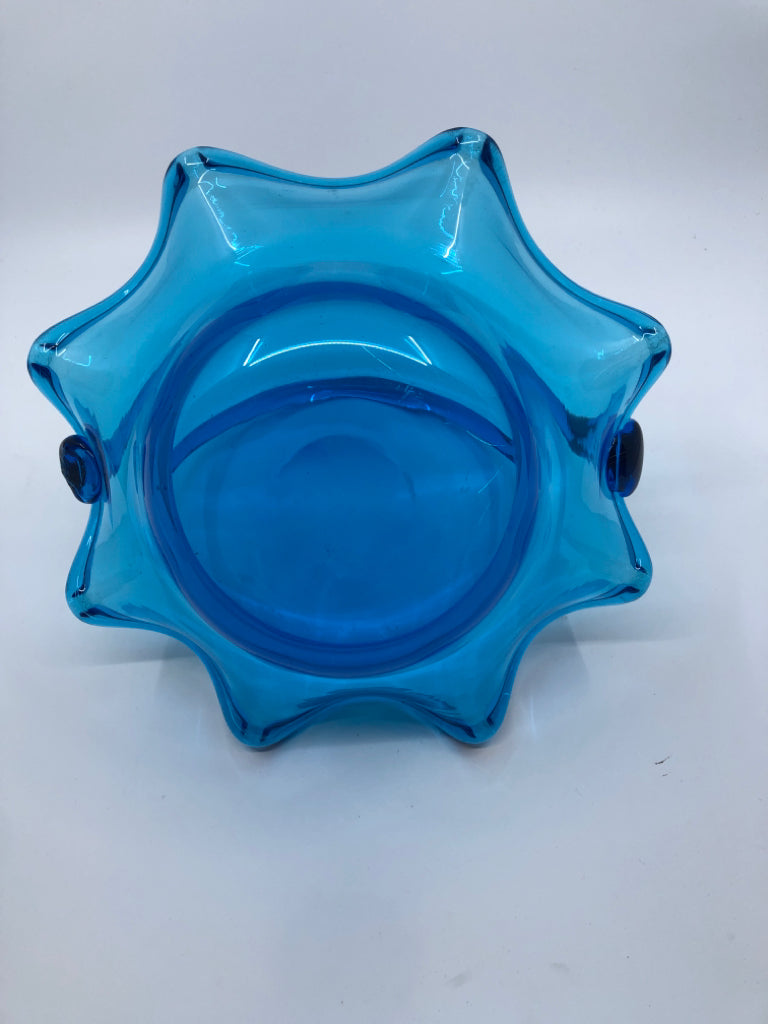 LIGHT BLUE GLASS BASKET.