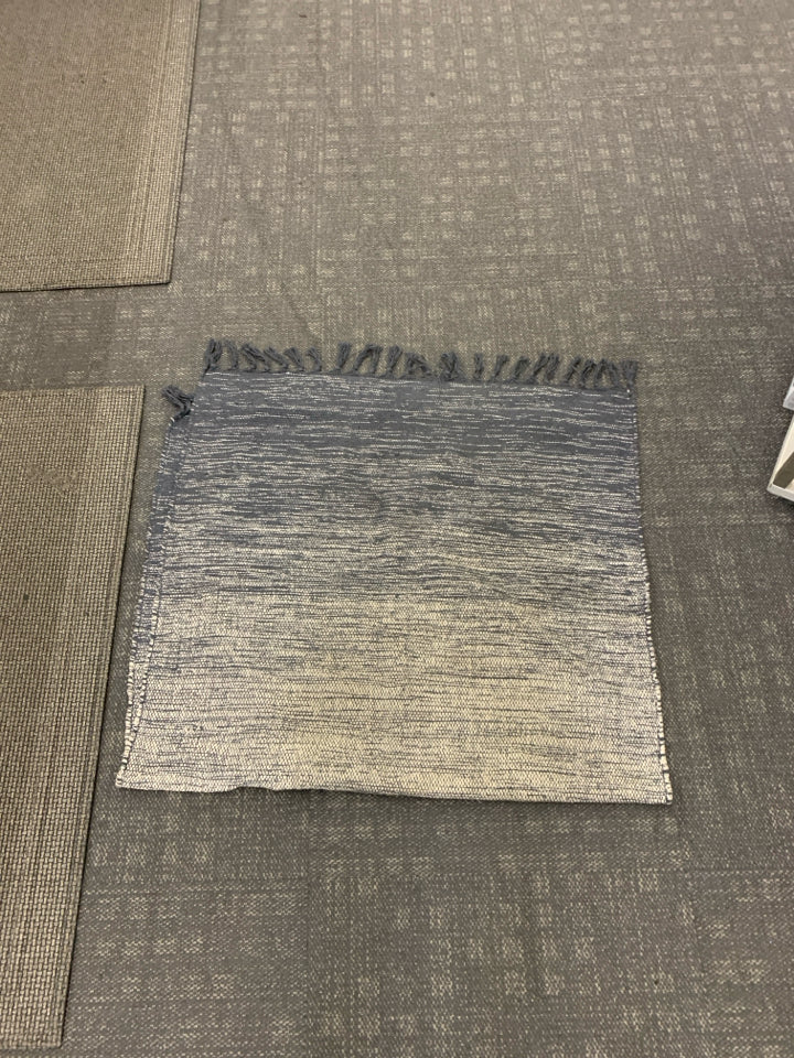 NAVY BLUE AND WHITE AREA RUG.