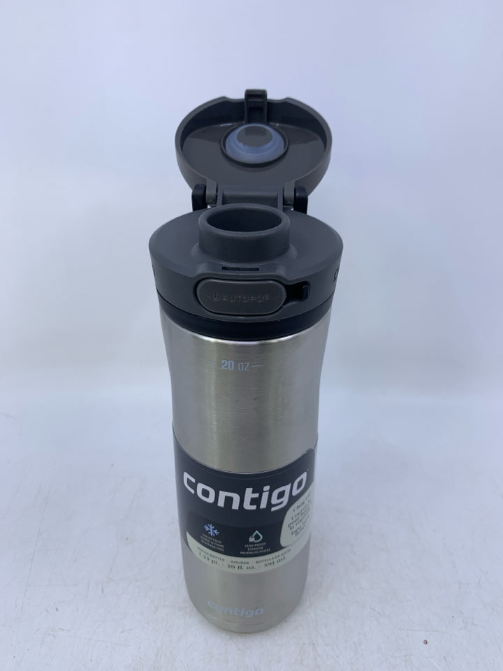 NEW STAINLESS STEAL AUTO POP CONTIGO WATER BOTTLE.