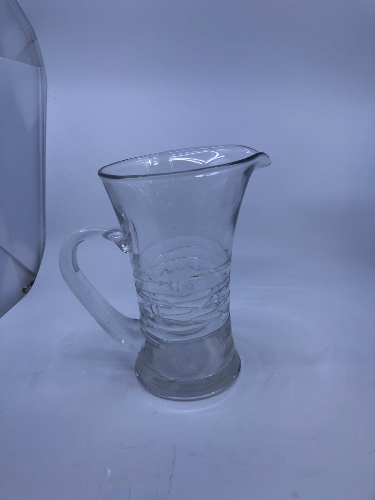 HEAVY BLOWN GLASS PITCHER.