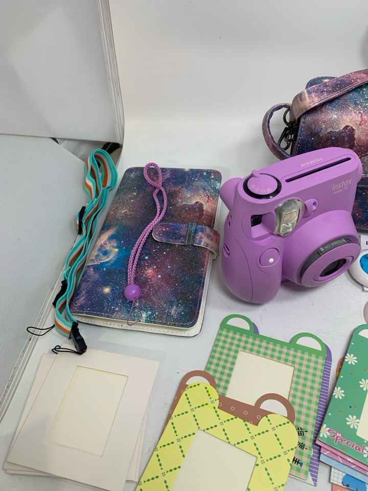 FUJiFilm Instax Mini 7S Instant Camera w/ Galaxy Pattern Carry Bag & Accessories