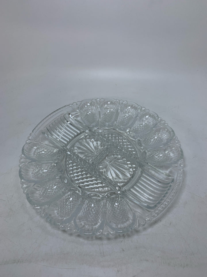 DIVIDED OYSTER GLASS PLATTER.