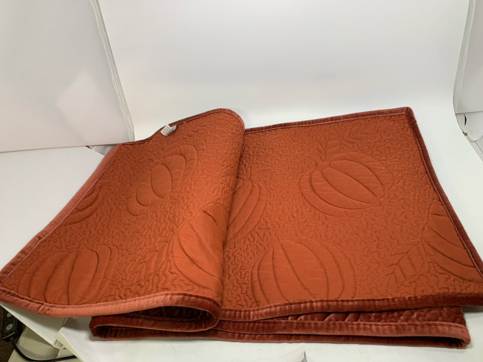 EMBOSSED PUMPKINS BURNT ORANGE VELOUR TABLE RUNNER.
