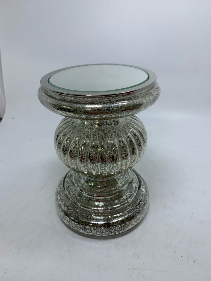 MERCURY GLASS PILLAR CANDLE W/ LIGHT UP.