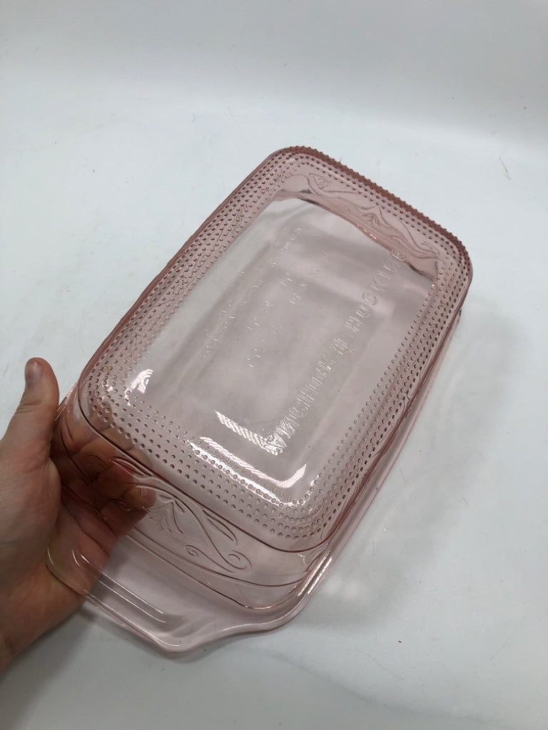 PINK GLASS LOAF PAN - ANCHOR HOCKING.