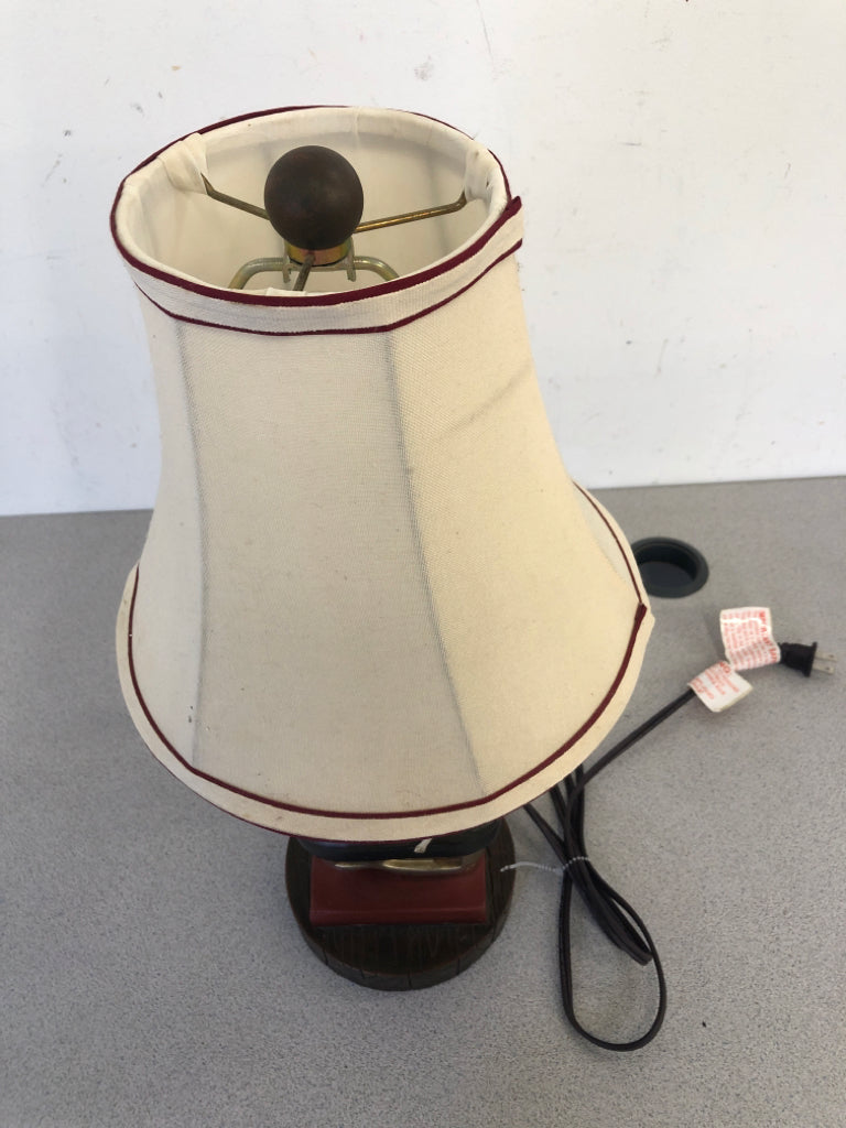 KIDS ICE SKATE LAMP W CREAM SHADE.