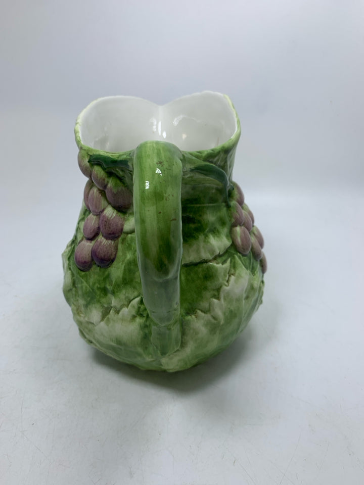 VTG EMBOSSED GRAPES CERAMIC PITCHER MADE IN ITALY SAN MARCO NOVE.