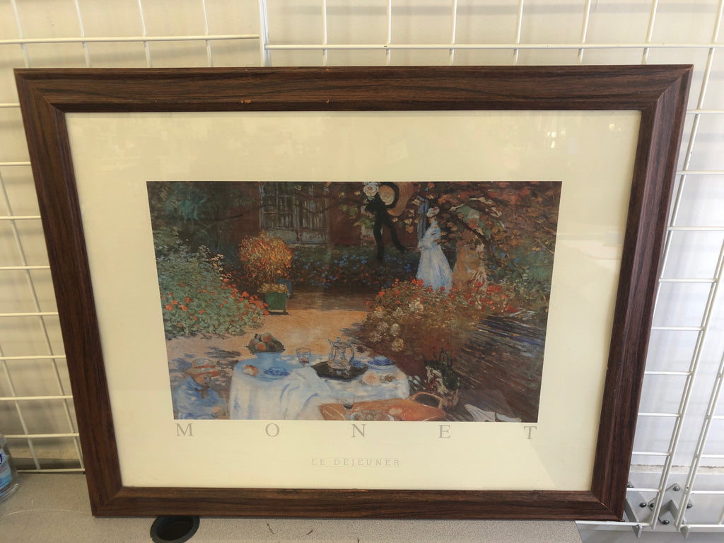 WOMEN IN GARDEN FRAMED MONET PRINT.