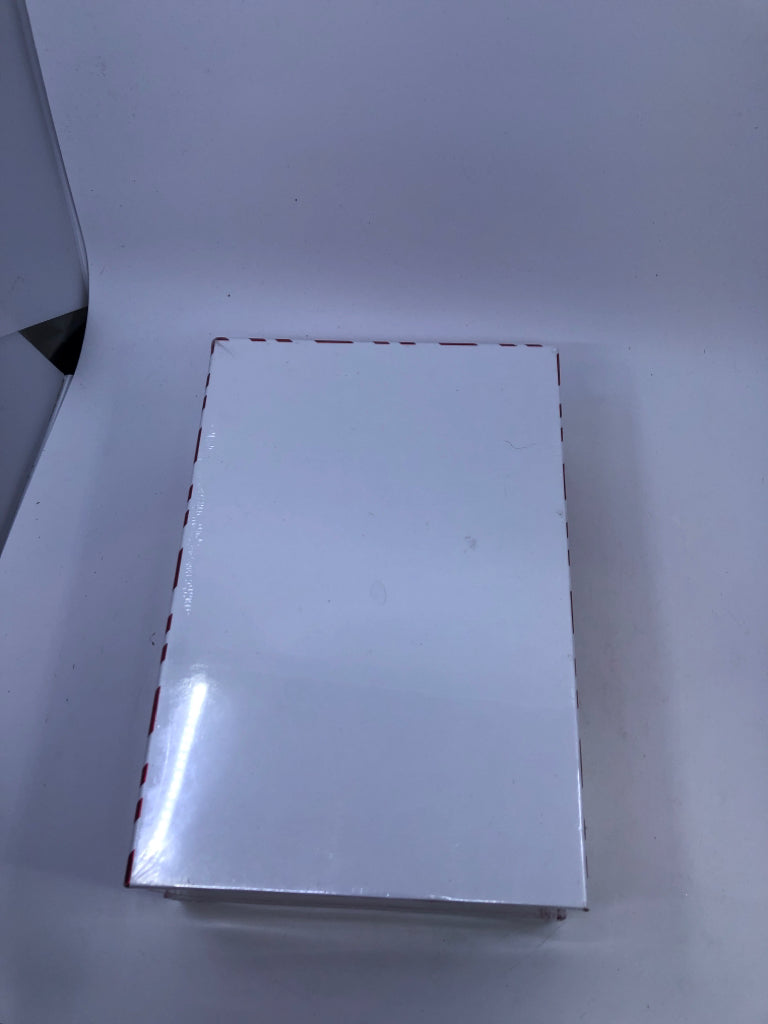 NIP WHITE/RED STRIPED RECTANGLE STORAGE BOX.
