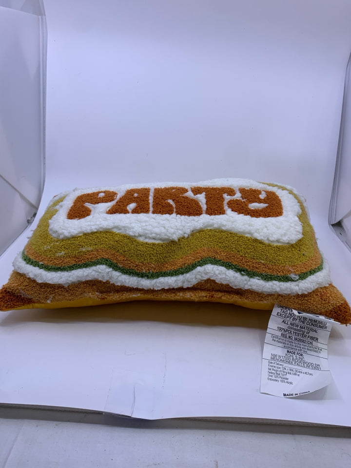 PARTY/STUDY PILLOW- ORANGE AND WHITE.