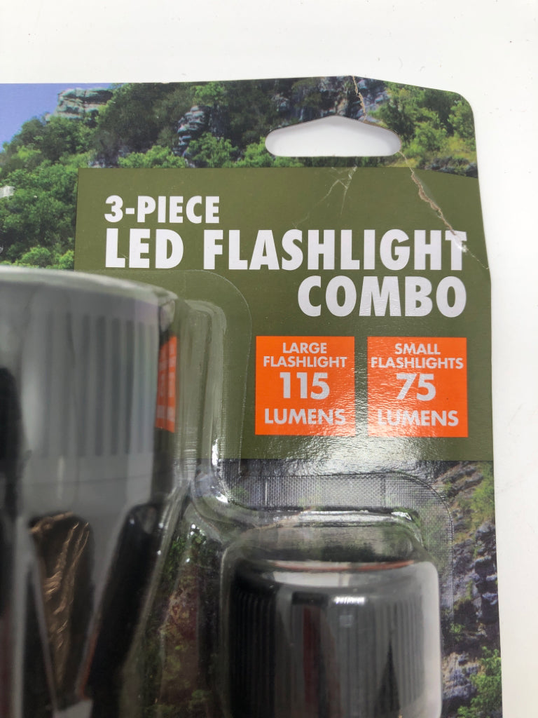 NIP 3PC LED FLASHLIGHT COMBO.