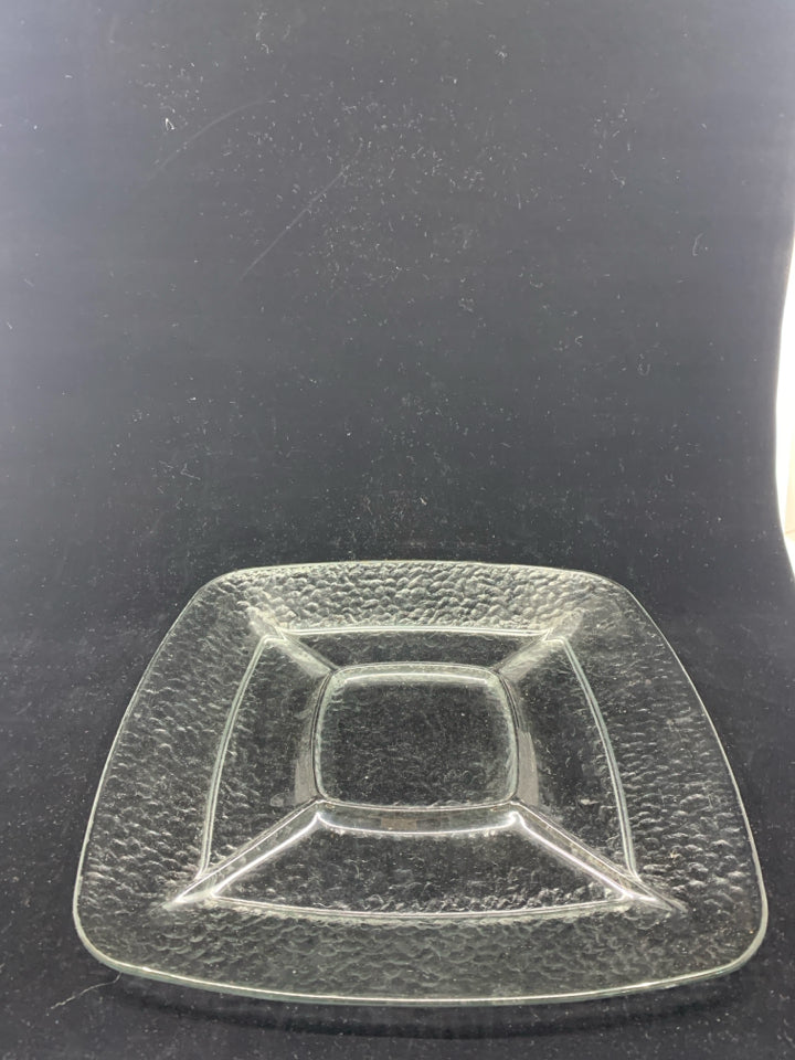 SQUARE GLASS DIVIDED DISH.