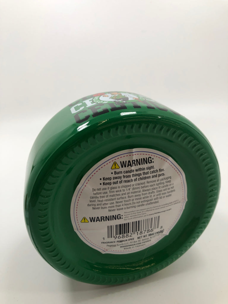 GREEN CELTICS BASKETBALL LID CANDLE-PUMPKIN SPICE.