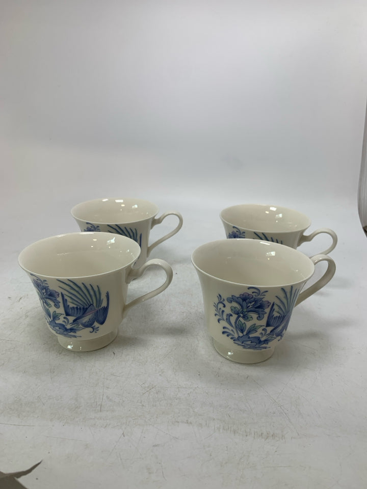 4 BIRD W/ FLOWER TEA CUP SET W/ NO SAUCERS.