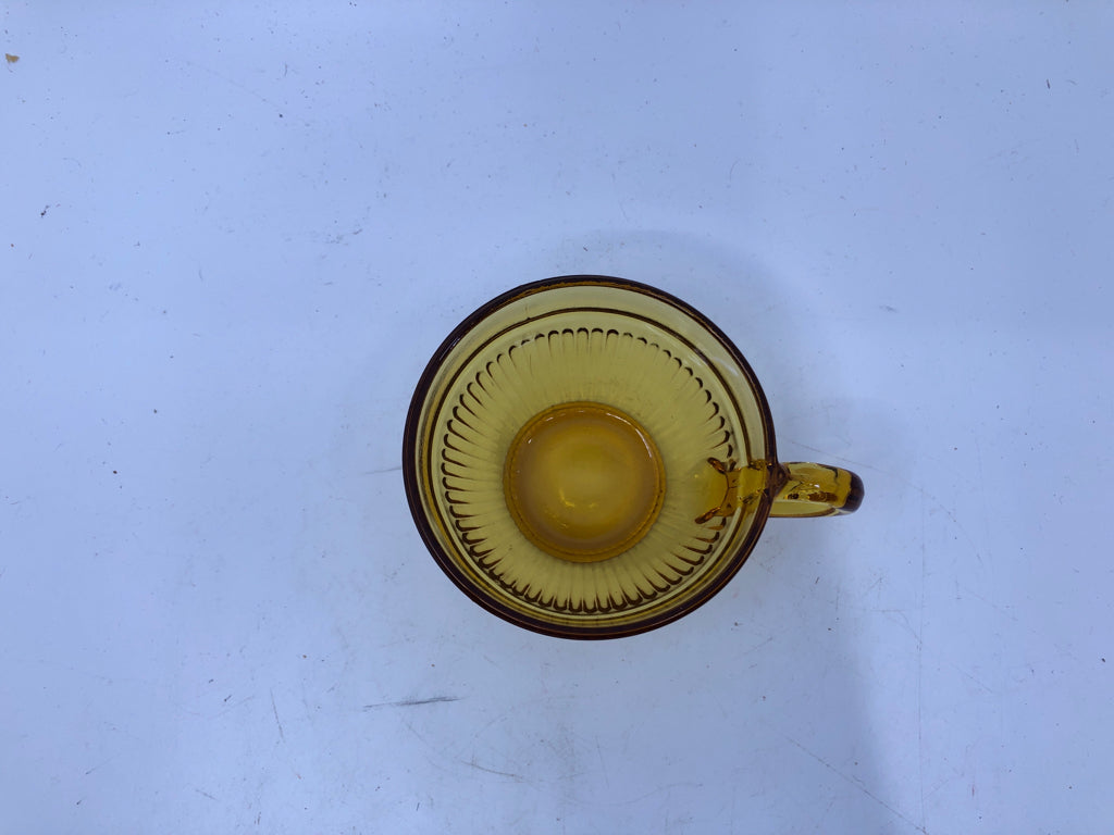 12 PC VTG AMBER GLASS TEACUP/SAUCER-SVC 6.