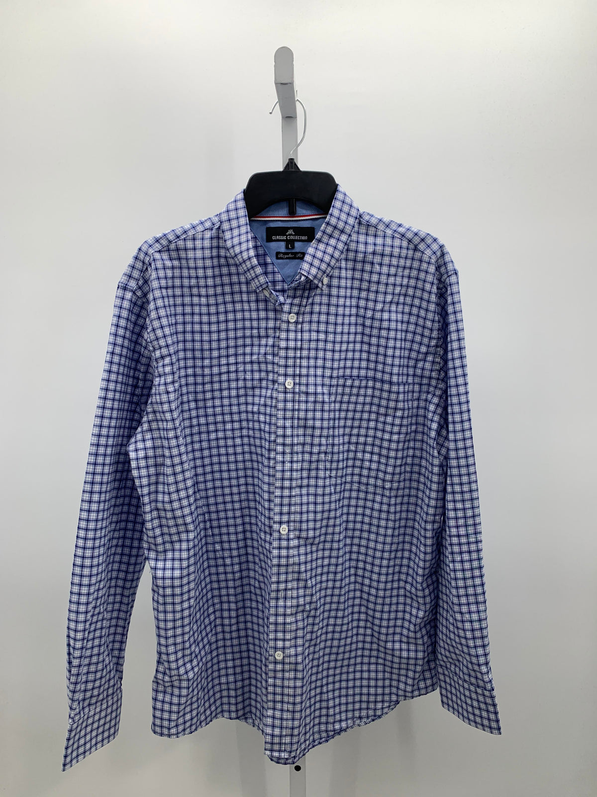 WHITE PLAID BTN DOWN.