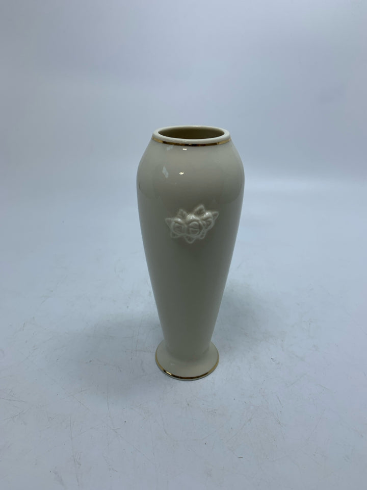 FOOTED VASE W/ EMBOSSED ROSES.
