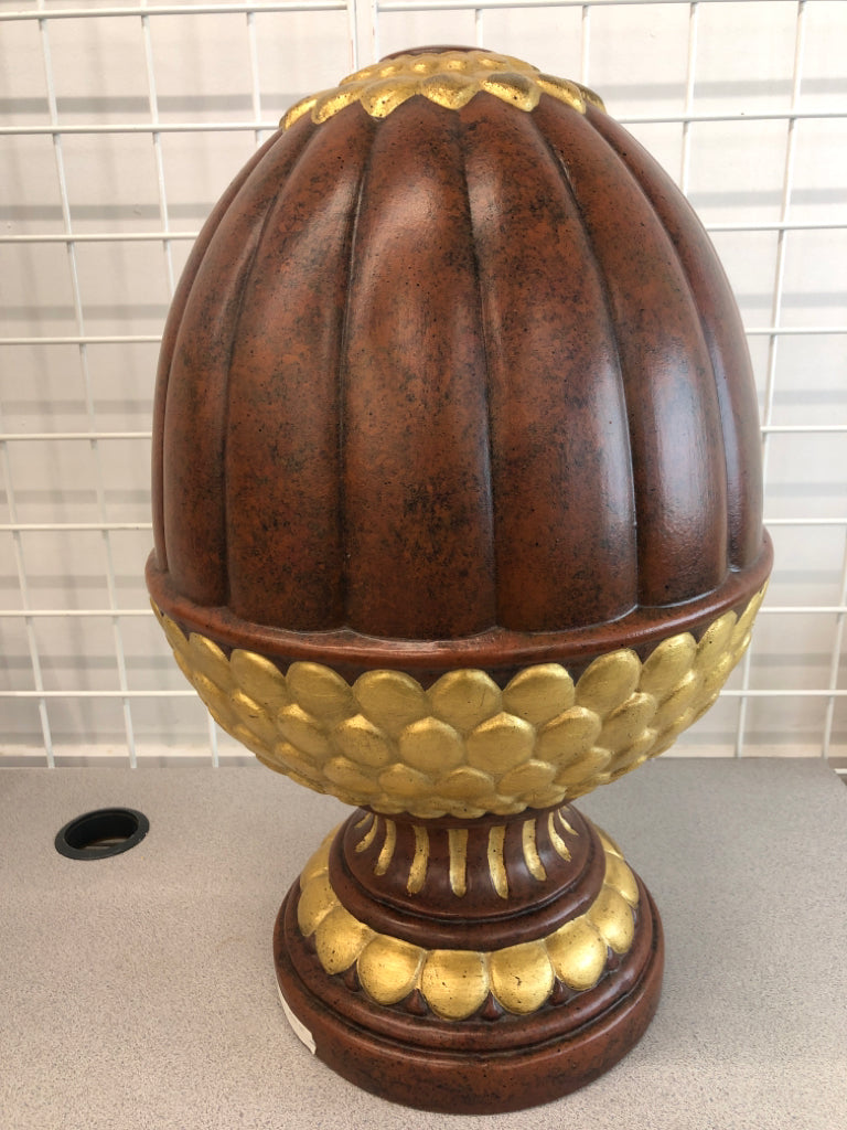 ORNATE TERRA COTTA ACORN FINIAL.