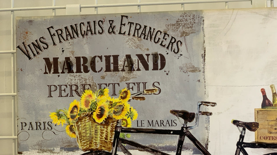 BIKE W SUNFLOWERS CANVAS WALL ART.
