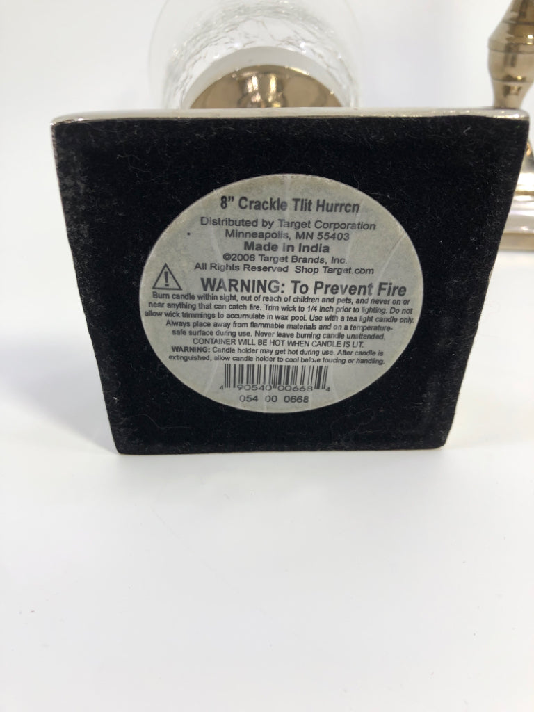 2 CRACKLE TINT HURRICANE CANDLE HOLDER.