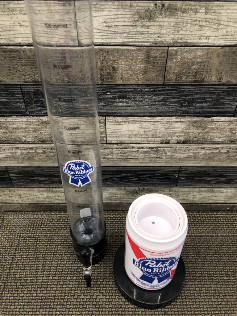 BLUE RIBBON BEER DISPENSER W 2 ADDITION LIDS.