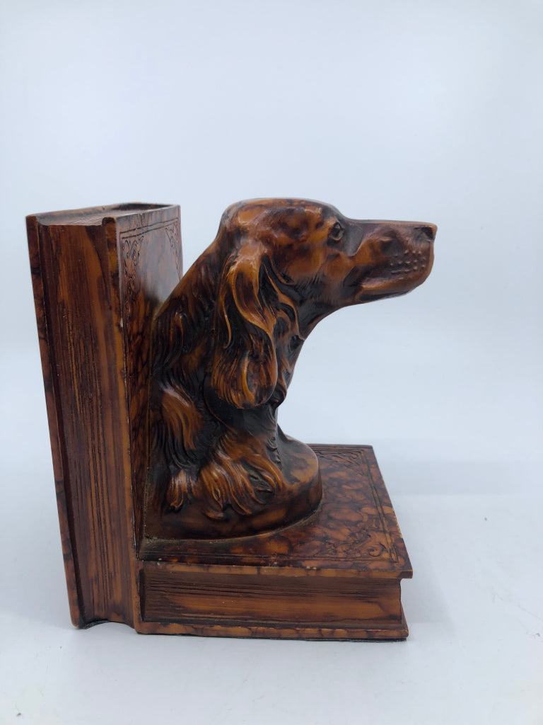 HEAVY BROWN DOG HEAD BOOK END.