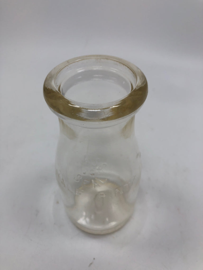 VTG MINI GLASS MILK HALF PINT BOTTLE.