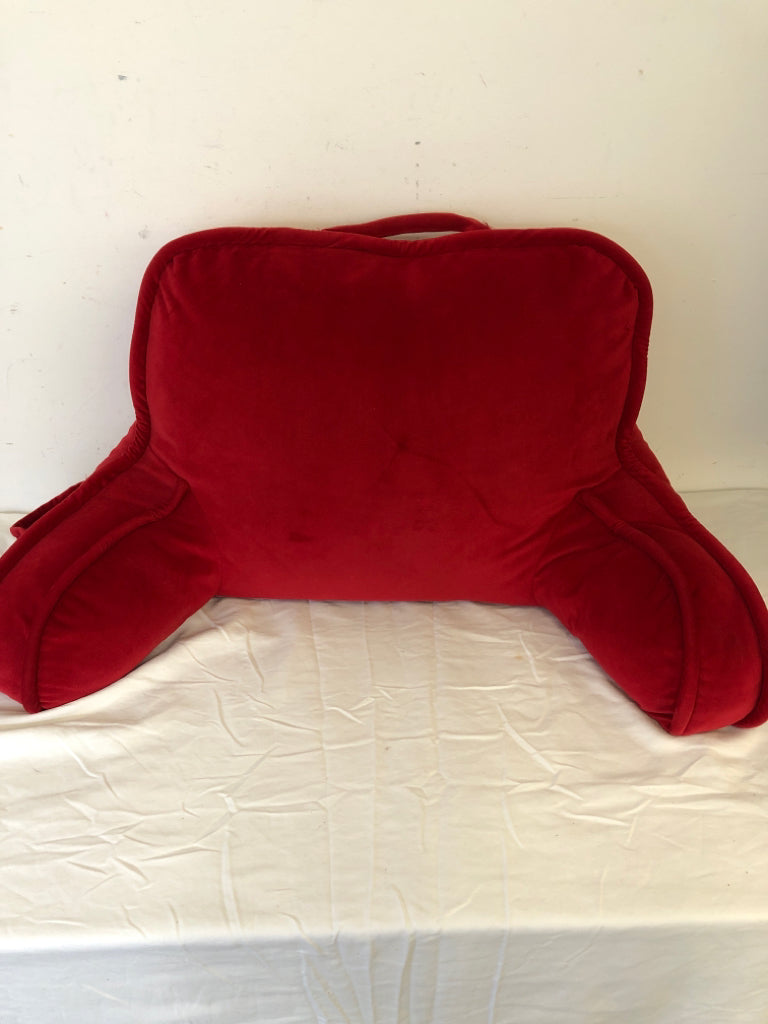 RED BOYFRIEND SITTING UP PILLOW.