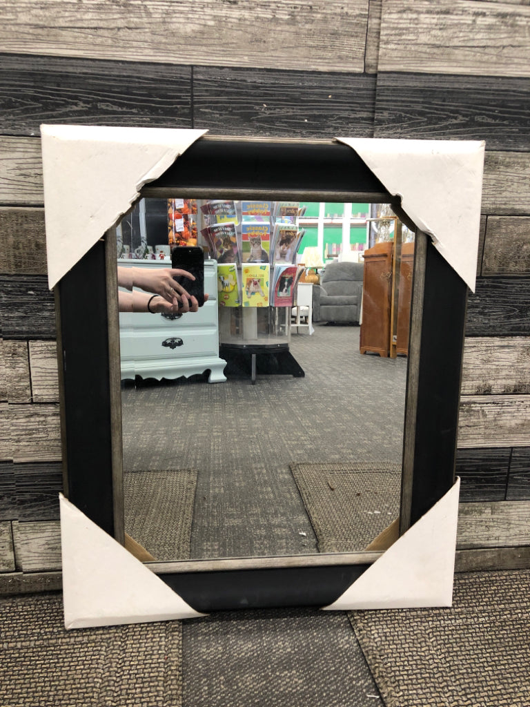 SQUARE BLACK MIRROR WALL HANGING.