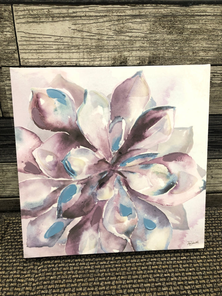 PURPLE BLUE SUCCULENT WALL CANVAS.