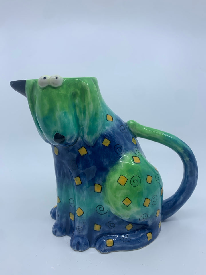 COLORFUL ABSTRACT FLOPPY DOG PITCHER.