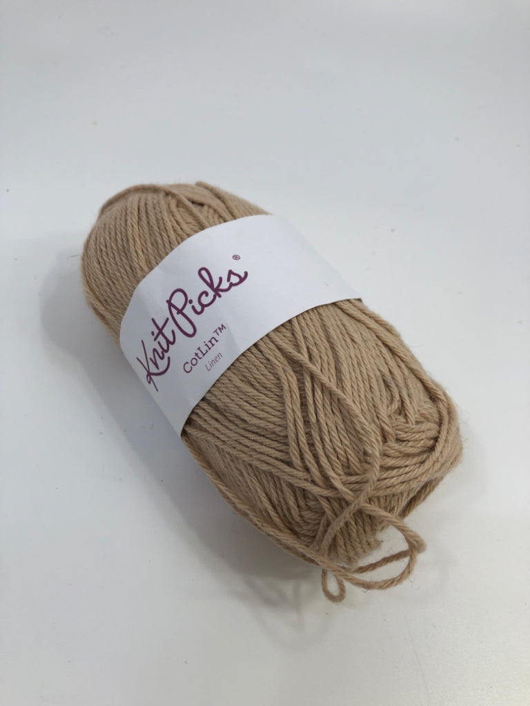 KNITPICKS LINEN TAN YARN.