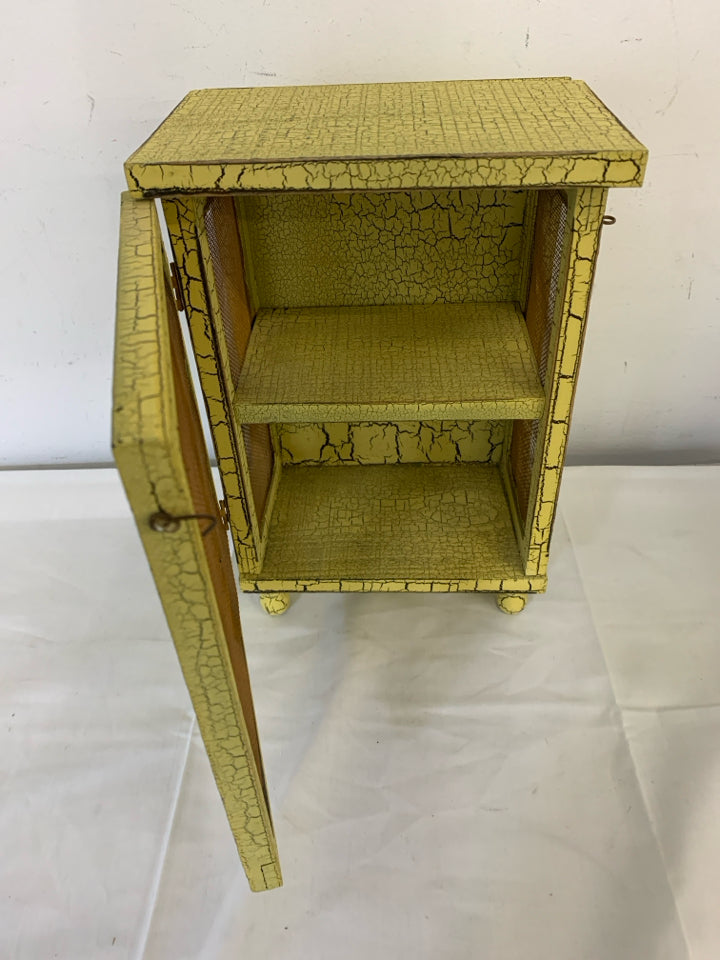 SMALL YELLOW CRACKLE DESIGN 2 TIER CABINET.