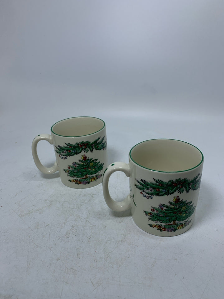 2 SPODE GARLAND CREAM COLORED MUGS.