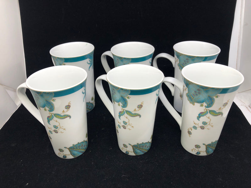 6 PAISLEY PATTERN MUGS.