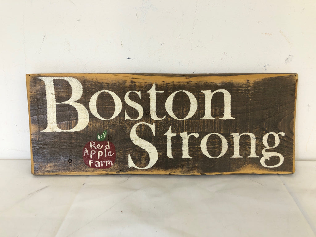 WOOD BOSTON STRONG WALL HANGING.