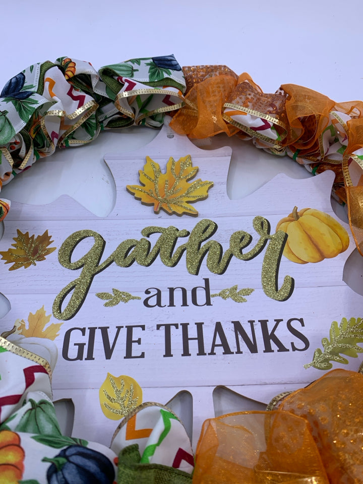 GATHER FALL RIBBON WREATH.