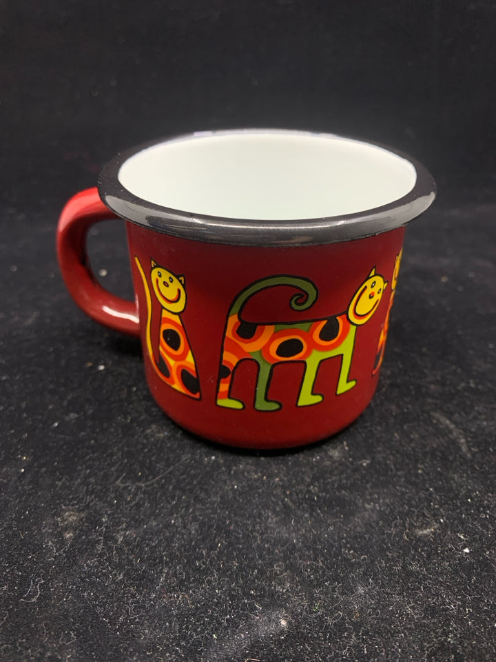 RED CAT ENAMEL KIDS MUG.