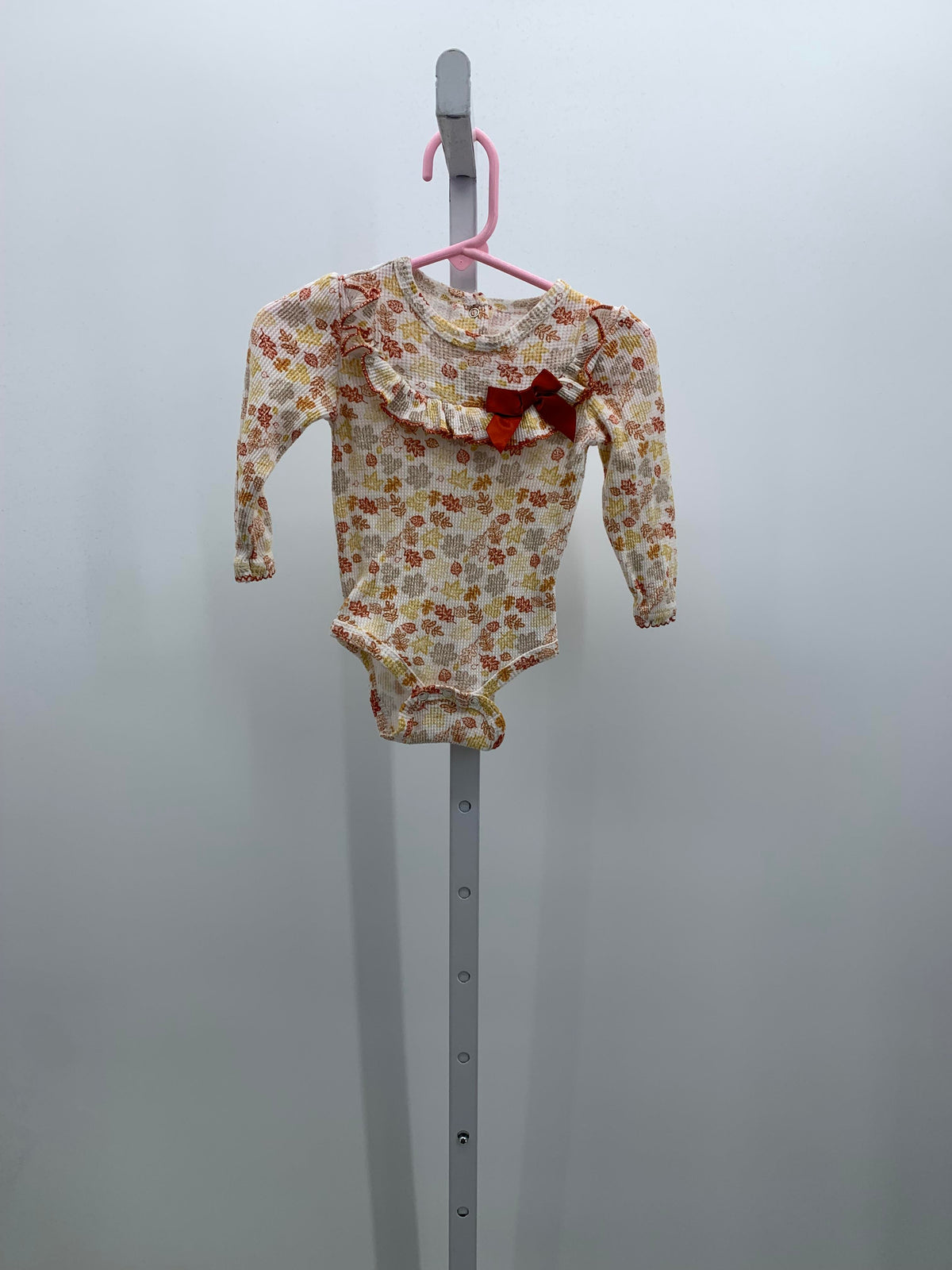WAFFLE KNIT LONG SLV SHIRT LEAVES PRINT