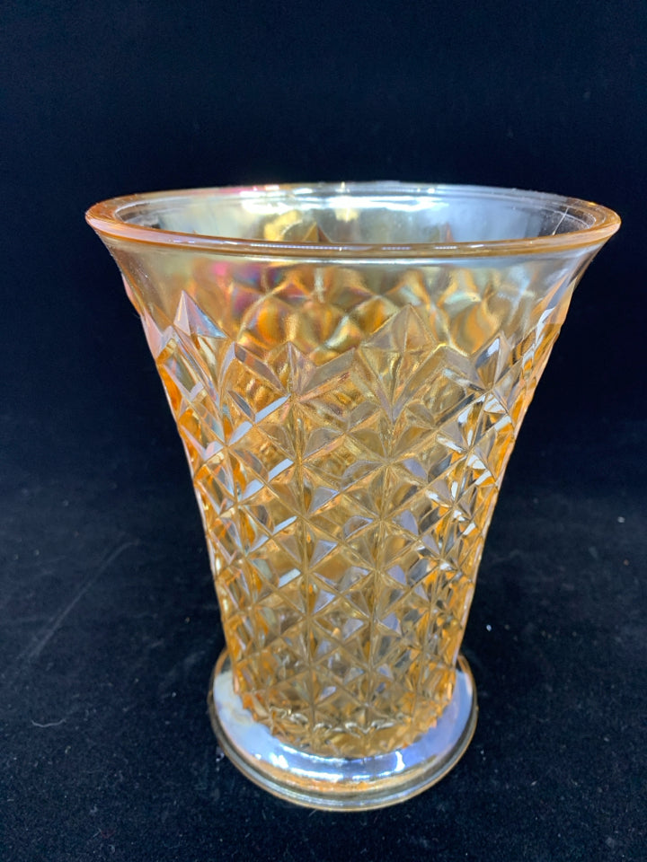 VTG MARIGOLD CARNIVAL GLASS VASE.