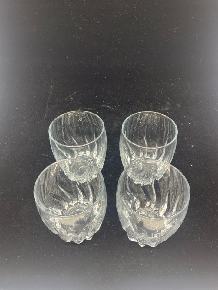 4 CUT GLASS SHORT GLASSES.