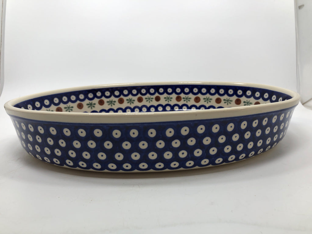 POLISH POTTERY OVAL BAKING DISH.