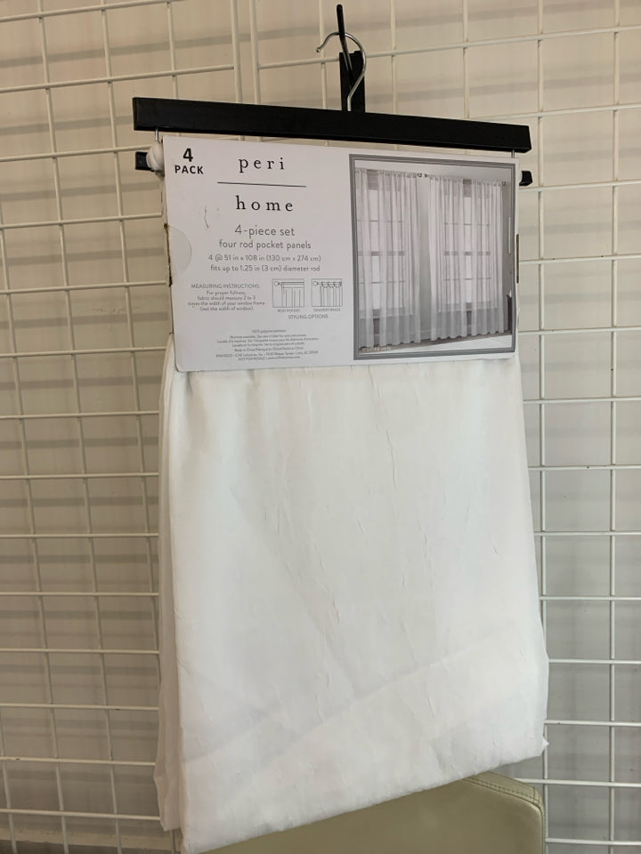 NIP 4PC PERI HOME WHITE POCKET PANEL CURTAINS.