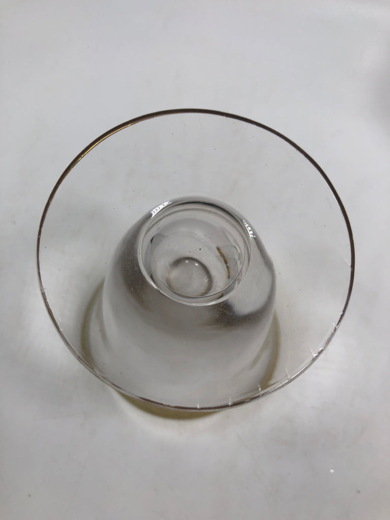 8 VTG RAMBLER ROSE GOLD RIMMED FOOTED GLASSES.