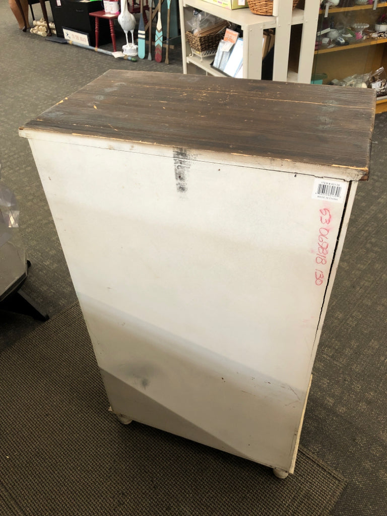 MULTI-COLORED DISTRESSED FARMHOUSE STYLE DRESSER.