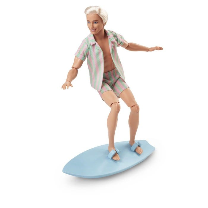 Ken Doll Wearing Pastel Striped Beach Matching Set – Barbie the Movie -