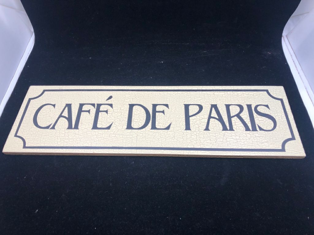 CAFE DE PARIS CREAM CRACKLE WALL ART.