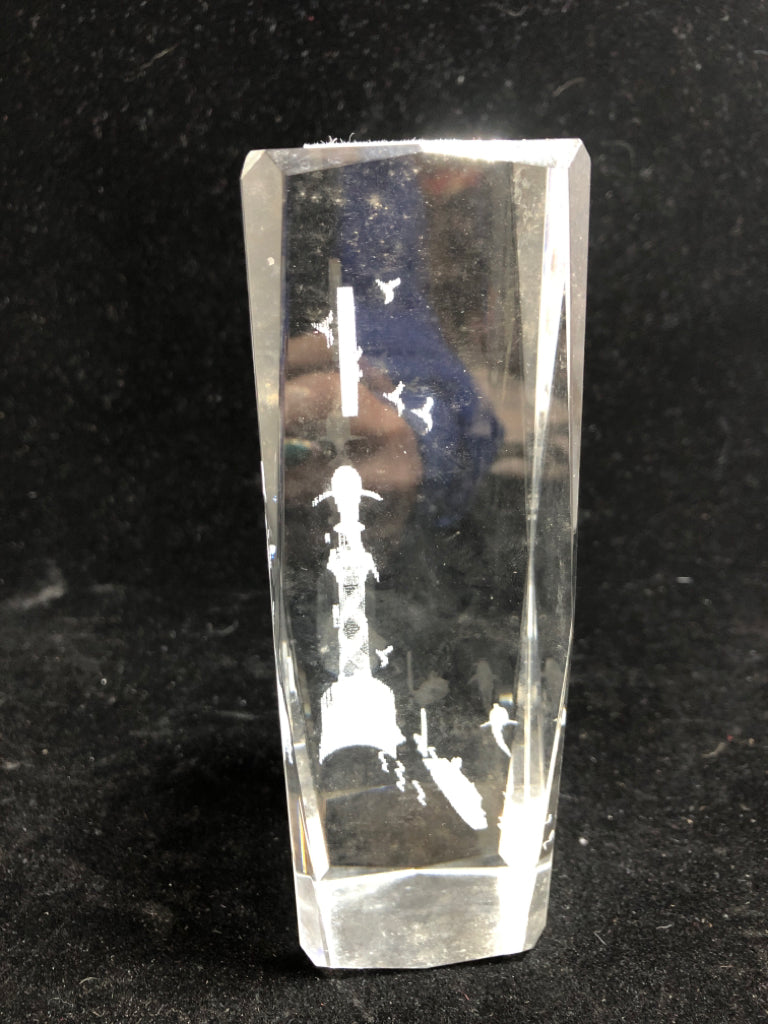 ETCHED DOLPHINS & LIGHTHOUSE GLASS.