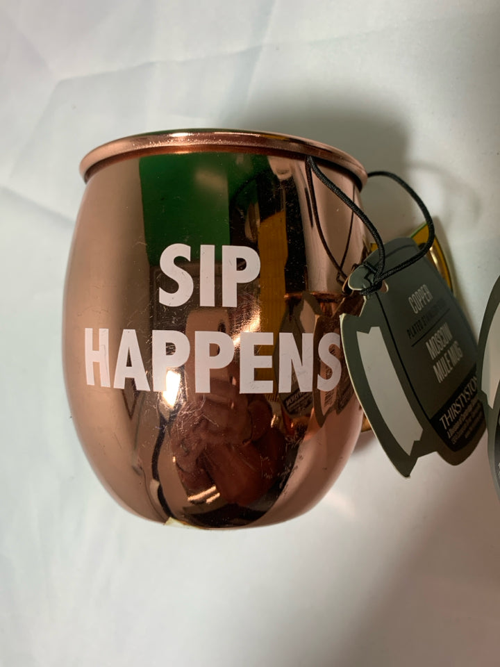 2 MOSCOW MULE MUGS W SAYINGS.