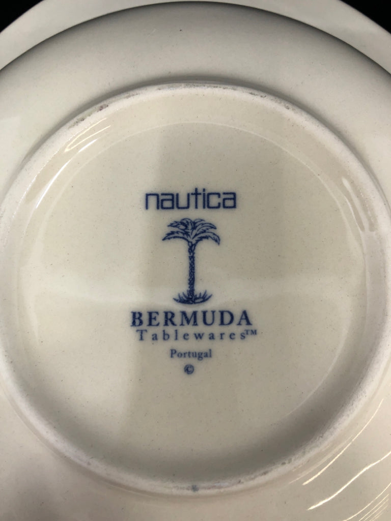 NAUTICA CREAM SERVING BOWL W/EMBOSSED WOVEN PATTERN.